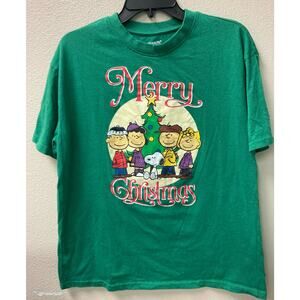 Peanuts Christmas Tshirt Men XL‎ Green Merry Christmas Snoopy